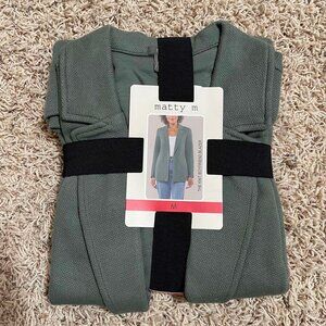 Matty M Women's The Knit Boyfriend Blazer Dark Sage, Size M (New)